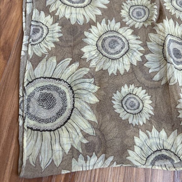 Silk Sunflower Novelty Print Scarf Spring Summer - Picture 9 of 10